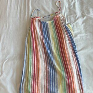 THML Multicolor Pleated Striped Dress – Size S (100% Rayon)